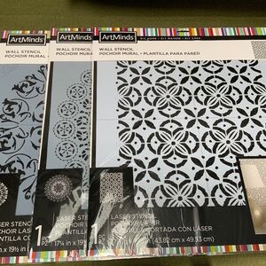 3 Brand New ArtMinds Wall Stencils Crafts